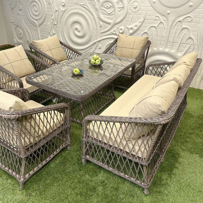 Будкрам купити Комплект садових меблів MILAN TRIPLE+4 штучний ротанг, коричневий SNMZ Комплект садових меблів MILAN TRIPLE+4 штучний ротанг, коричневий SNMZ 3