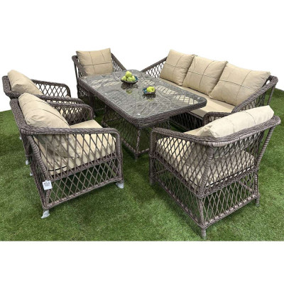 Будкрам купити Комплект садових меблів MILAN TRIPLE+4 штучний ротанг, коричневий SNMZ Комплект садових меблів MILAN TRIPLE+4 штучний ротанг, коричневий SNMZ 2