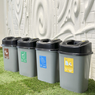 Будкрам купити Баки для сортування сміття 4х60Л, кришка з отвором, пластик, сірий SNMZ Баки для сортування сміття 4х60Л, кришка з отвором, пластик, сірий SNMZ 9