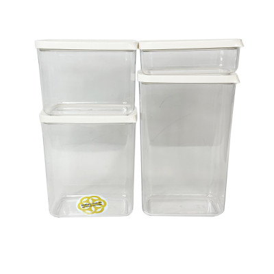 Будкрам купить Набор контейнеров для хранения 4 шт HOBI BOX, пластик, прозрачный с белой крышкой SNMZ Набор контейнеров для хранения 4 шт HOBI BOX, пластик, прозрачный с белой крышкой SNMZ 4