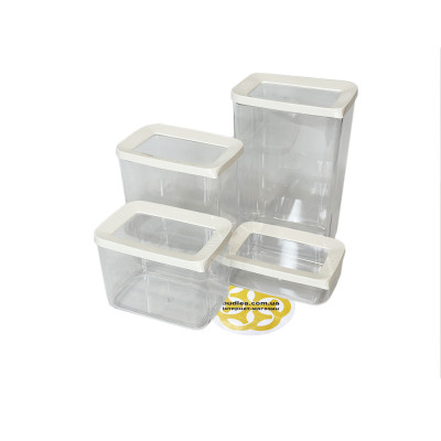 Будкрам купить Набор контейнеров для хранения 4 шт HOBI BOX, пластик, прозрачный с белой крышкой SNMZ Набор контейнеров для хранения 4 шт HOBI BOX, пластик, прозрачный с белой крышкой SNMZ 2