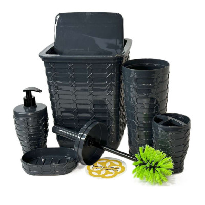 Будкрам купить Набор аксессуаров для ванной комнаты PREMIUM 5в1, антрацит SNMZ Набор аксессуаров для ванной комнаты PREMIUM 5в1, антрацит SNMZ 2