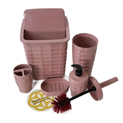 Будкрам купить Набор аксессуаров для ванной комнаты PREMIUM 5в1, пыльная роза SNMZ Набор аксессуаров для ванной комнаты PREMIUM 5в1, пыльная роза SNMZ 2