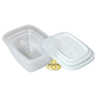 Будкрам купить Набор пищевых контейнеров  3 шт, 0.6, 1.2, 2Л пластик, прозрачный с белой крышкой SNMZ Набор пищевых контейнеров  3 шт, 0.6, 1.2, 2Л пластик, прозрачный с белой крышкой SNMZ 3