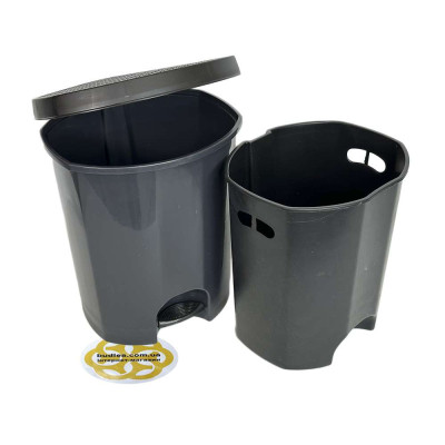 Будкрам купити Відро для сміття 11Л з педаллю FLAT овальне, темно-сірий SNMZ Відро для сміття 11Л з педаллю FLAT овальне, темно-сірий SNMZ 3