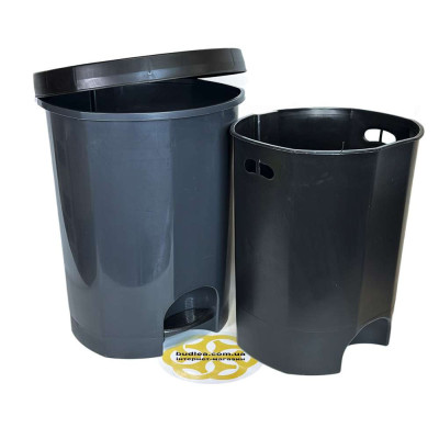 Будкрам купити Відро для сміття 30Л з педаллю FLAT овальне, пластик, темно-сірий+совок У ПОДАРУНОК SNMZ Відро для сміття 30Л з педаллю FLAT овальне, пластик, темно-сірий+совок У ПОДАРУНОК SNMZ 2