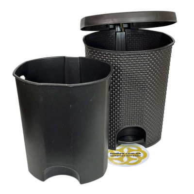 Будкрам купити Відро для сміття 18Л з педаллю RAINDROP овальне, пластик, шоколад SNMZ Відро для сміття 18Л з педаллю RAINDROP овальне, пластик, шоколад SNMZ 2