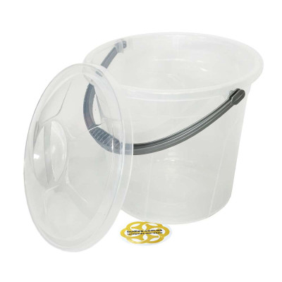 Будкрам купити Відро пластикове з кришкою та ручкою 10Л LUX, кругле, прозорий SNMZ Відро пластикове з кришкою та ручкою 10Л LUX, кругле, прозорий SNMZ 2