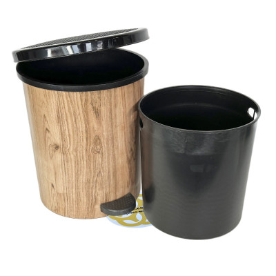 Будкрам купити Відро з педаллю WOOD 22Л, пластик, з візерунком та внутрішнім відром SNMZ Відро з педаллю WOOD 22Л, пластик, з візерунком та внутрішнім відром SNMZ 2