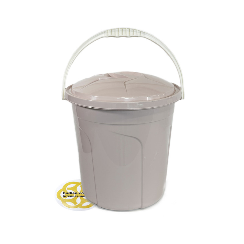 Будкрам купити Відро пластикове з кришкою та ручкою 20Л LUX, кругле, блідо-рожевий SNMZ