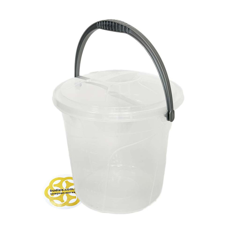 Будкрам купити Відро пластикове з кришкою та ручкою 10Л LUX, кругле, прозорий SNMZ