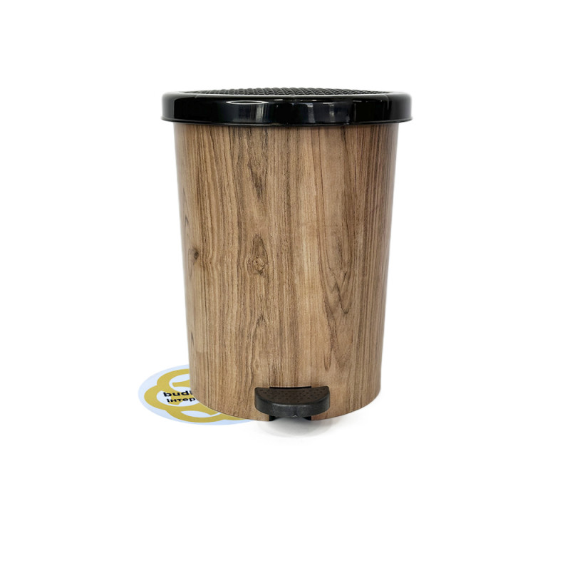 Будкрам купити Відро з педаллю WOOD 7Л, пластик, з візерунком та внутрішнім відром SNMZ