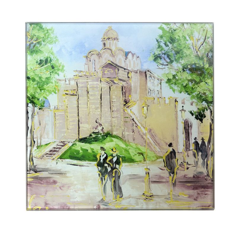 Будкрам купить Доска разделочная 30х30 см, стекло, рисунок Sanpreis