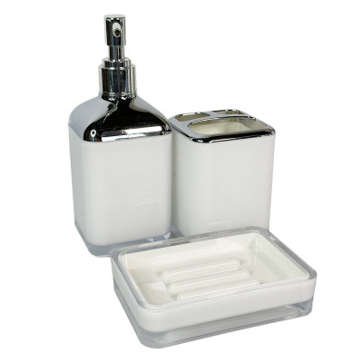 Будкрам купити Набір аксесуарів для ванної кімнати Baskili 5в1, квадратний, білий з обідком хром OKYANUS Набір аксесуарів для ванної кімнати Baskili 5в1, квадратний, білий з обідком хром OKYANUS 4