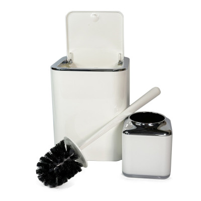 Будкрам купити Набір аксесуарів для ванної кімнати Baskili 5в1, квадратний, білий з обідком хром OKYANUS Набір аксесуарів для ванної кімнати Baskili 5в1, квадратний, білий з обідком хром OKYANUS 3