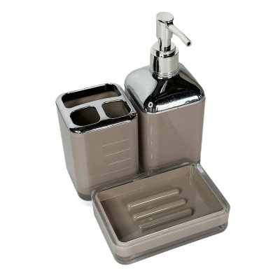 Будкрам купити Набір аксесуарів для ванної кімнати Baskili 5в1, квадратний, мокко з обідком хром OKYANUS Набір аксесуарів для ванної кімнати Baskili 5в1, квадратний, мокко з обідком хром OKYANUS 3