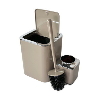 Будкрам купити Набір аксесуарів для ванної кімнати Baskili 5в1, квадратний, мокко з обідком хром OKYANUS Набір аксесуарів для ванної кімнати Baskili 5в1, квадратний, мокко з обідком хром OKYANUS 2