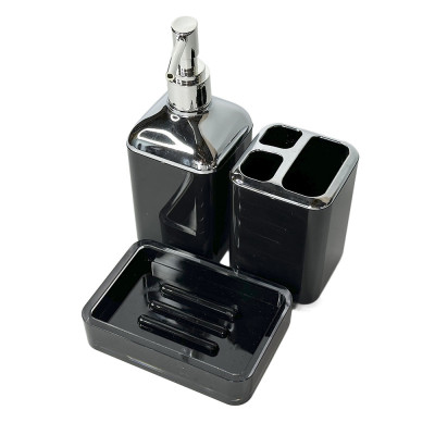 Будкрам купити Набір аксесуарів для ванної кімнати Baskili 5в1, квадратний, чорний з обідком хром OKYANUS Набір аксесуарів для ванної кімнати Baskili 5в1, квадратний, чорний з обідком хром OKYANUS 3