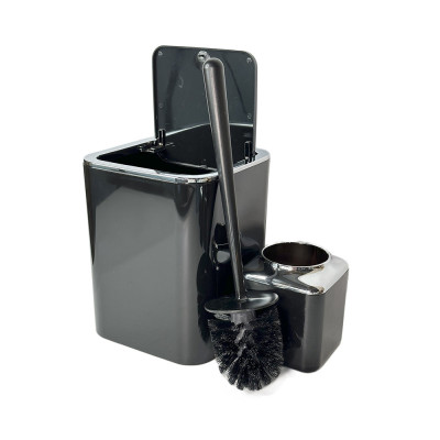 Будкрам купити Набір аксесуарів для ванної кімнати Baskili 5в1, квадратний, чорний з обідком хром OKYANUS Набір аксесуарів для ванної кімнати Baskili 5в1, квадратний, чорний з обідком хром OKYANUS 2
