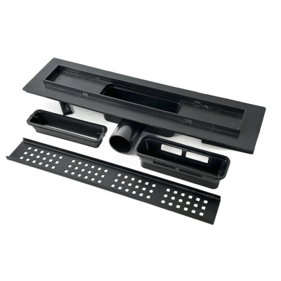 Будкрам купити Душовий трап BLACK 40 см з фланцем, горизонтальний, гідрозатвор, грати квадрат, чорний Sanpreis Душовий трап BLACK 40 см з фланцем, горизонтальний, гідрозатвор, грати квадрат, чорний Sanpreis 4