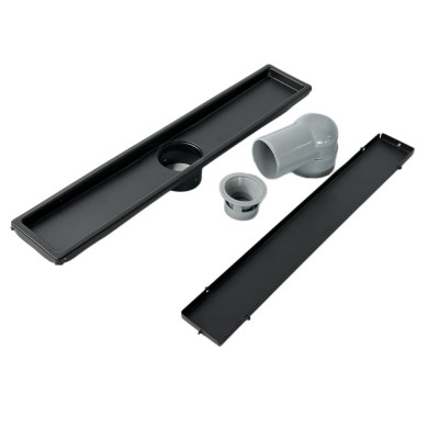 Будкрам купити Душовий трап BLACK ULTRA 40 см, горизонтальний, гідрозатвор, грати під плитку, чорний Sanpreis Душовий трап BLACK ULTRA 40 см, горизонтальний, гідрозатвор, грати під плитку, чорний Sanpreis 2