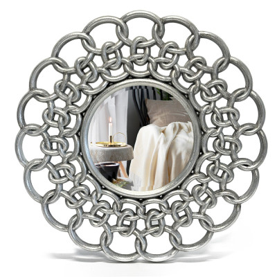 Будкрам купить Зеркало круглое ЦЕПИ Ø94 см с фаской 10 мм, настенное большое, рама резная МДФ Sanpreis