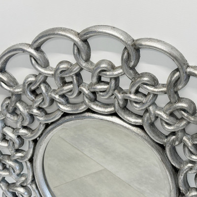 Будкрам купити Дзеркало кругле Ланцюги Ø94 см з фаскою 10 мм, настінне велике, різьблена рама МДФ Sanpreis Дзеркало кругле Ланцюги Ø94 см з фаскою 10 мм, настінне велике, різьблена рама МДФ Sanpreis 4