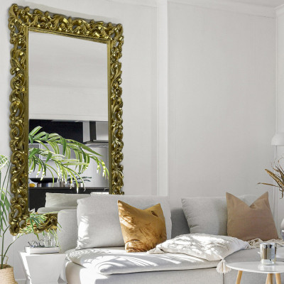 Будкрам купити Дзеркало настінне 60х90 см, рама МДФ різьблена, золото поталь Sanpreis Дзеркало настінне 60х90 см, рама МДФ різьблена, золото поталь Sanpreis 2