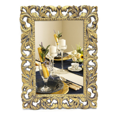 Будкрам купить Зеркало настенное 69х92 см, рама МДФ резная, золото-битум Sanpreis