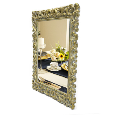 Будкрам купить Зеркало настенное 61х75 см, рама МДФ резная, золото Sanpreis