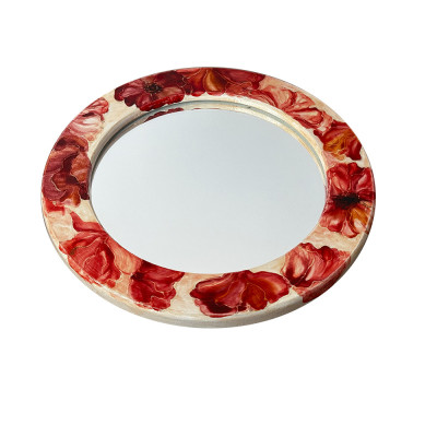 Будкрам купити Дзеркало кругле МАКИ Ø28 см, настінне, МДФ рама розпис Sanpreis Дзеркало кругле МАКИ Ø28 см, настінне, МДФ рама розпис Sanpreis 4