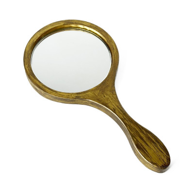 Будкрам купить Косметическое зеркало на ручке  145х290 с золотой поталью Sanpreis