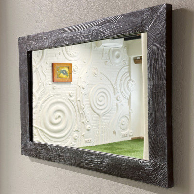 Будкрам купить Зеркало настенное 40х60, рама МДФ коричневый с серебром Sanpreis Зеркало настенное 40х60, рама МДФ коричневый с серебром Sanpreis 4