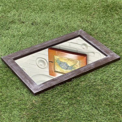 Будкрам купить Зеркало настенное 40х60, рама МДФ коричневый с серебром Sanpreis Зеркало настенное 40х60, рама МДФ коричневый с серебром Sanpreis 3