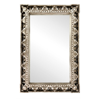 Будкрам купить Зеркало настенное резное 40х59 см, рама МДФ белый с бронзой Sanpreis