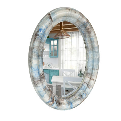 Будкрам купити Дзеркало овальне Мармур 29.х40 см, настінний, блакитний Sanpreis Дзеркало овальне Мармур 29.х40 см, настінний, блакитний Sanpreis 3