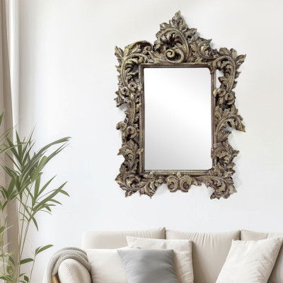 Будкрам купить Зеркало настенное ЛИСТ 39х55 см, рама МДФ резная Sanpreis Зеркало настенное ЛИСТ 39х55 см, рама МДФ резная Sanpreis 4