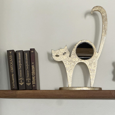 Будкрам купить Декоративная фигурка с зеркалом Ø9.5 КОШКА, поталь золото Sanpreis Декоративная фигурка с зеркалом Ø9.5 КОШКА, поталь золото Sanpreis 3