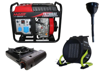 Будкрам купити Дизельний генератор MAST GROUP YH7000AE + газова плитка Orcamp CK-505 + електричний обігрівач Gardyer