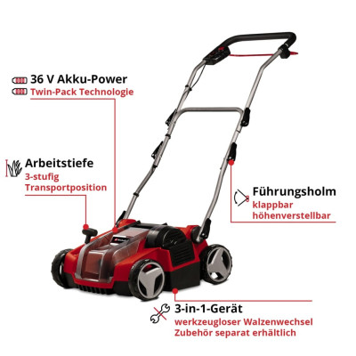 Будкрам купить Einhell Аэратор-скарификатор аккумуляторный GE-SC 36/35 Li - Solo 36В 35см бесщеточные ножи 16шт 9.94кг (без АКБ и ЗУ) Einhell Аэратор-скарификатор аккумуляторный GE-SC 36/35 Li - Solo 36В 35см бесщеточные ножи 16шт 9.94кг (без АКБ и ЗУ) 15