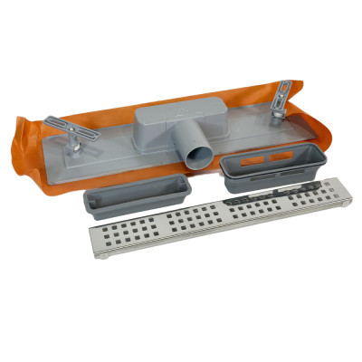 Будкрам купить Душевой трап ECO 40 см с фланцем и мембраной, горизонтальный, решетка квадрат Sanpreis Душевой трап ECO 40 см с фланцем и мембраной, горизонтальный, решетка квадрат Sanpreis 3