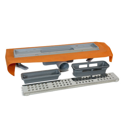 Будкрам купить Душевой трап ECO 40 см с фланцем и мембраной, горизонтальный, решетка квадрат Sanpreis Душевой трап ECO 40 см с фланцем и мембраной, горизонтальный, решетка квадрат Sanpreis 2