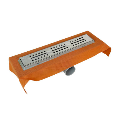 Будкрам купить Душевой трап ECO 33 см с фланцем и мембраной, горизонтальный, решетка квадрат Sanpreis