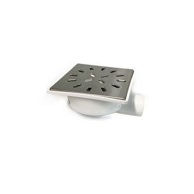 Будкрам купити Душовий трап 15х15 см, горизонтальний вихід DN50, сухий затвор, грати з нержавіючої сталі Maxiflow