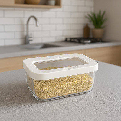 Будкрам купити Харчовий контейнер 0,6Л HOBI BOX, пластик, прозорий із білою кришкою SNMZ