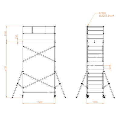 Будкрам купить Тура строительная на колесах алюминиевая PROFESIONAL M-6 5200x1270 Sanpreis Тура строительная на колесах алюминиевая PROFESIONAL M-6 5200x1270 Sanpreis 2