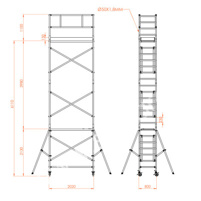 Будкрам купити Вишка ТУРА алюмінієва PROFESIONAL S-8 7190х800 Sanpreis Вишка ТУРА алюмінієва PROFESIONAL S-8 7190х800 Sanpreis 2