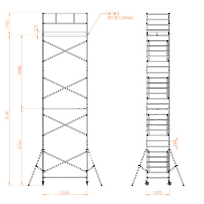 Будкрам купити Тура будівельна на колесах алюмінієва PROFESIONAL M-10 9180x1270 Sanpreis Тура будівельна на колесах алюмінієва PROFESIONAL M-10 9180x1270 Sanpreis 2