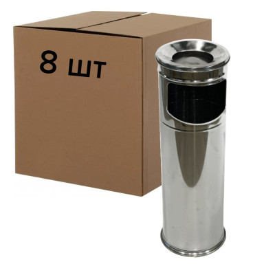 Будкрам купити Урна-попільничка циліндрична, нержавіюча сталь, діаметр 19 см, висота 60 см, упаковка 8 шт.