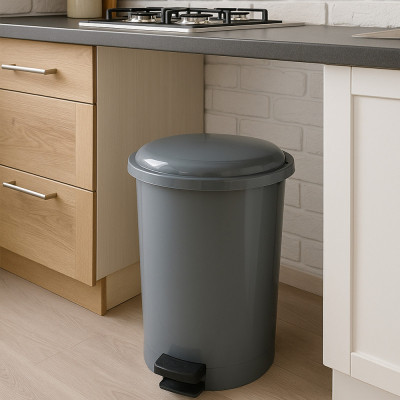 Будкрам купити Відро для сміття з педаллю 40 Л, пластик, сірий Afacan Plastik Відро для сміття з педаллю 40 Л, пластик, сірий Afacan Plastik 2